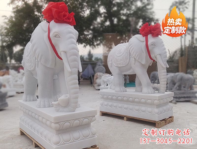 徐州白色石雕大象卷鼻子
