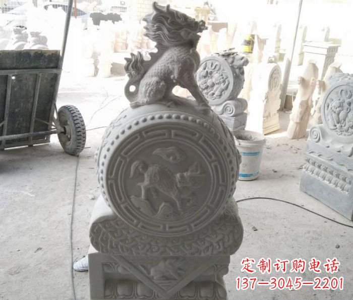 徐州抱鼓石麒麟门墩石雕