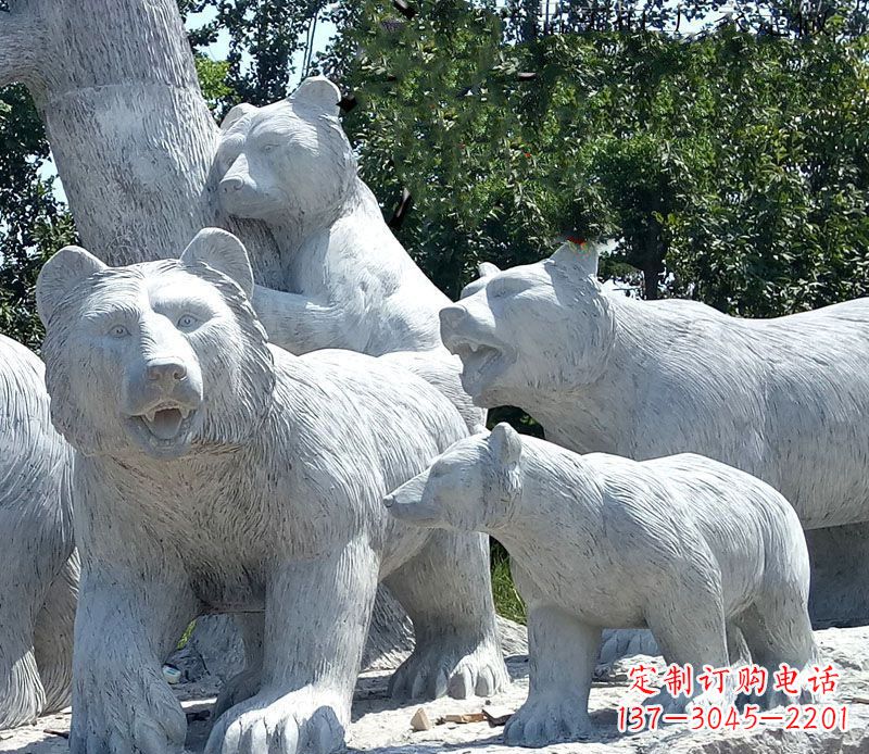 徐州北极熊石雕大理石动物雕塑