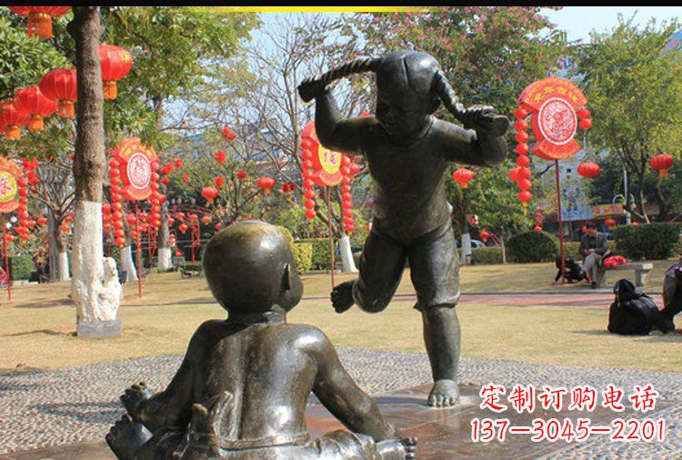 徐州表演的儿童公园人物铜雕塑