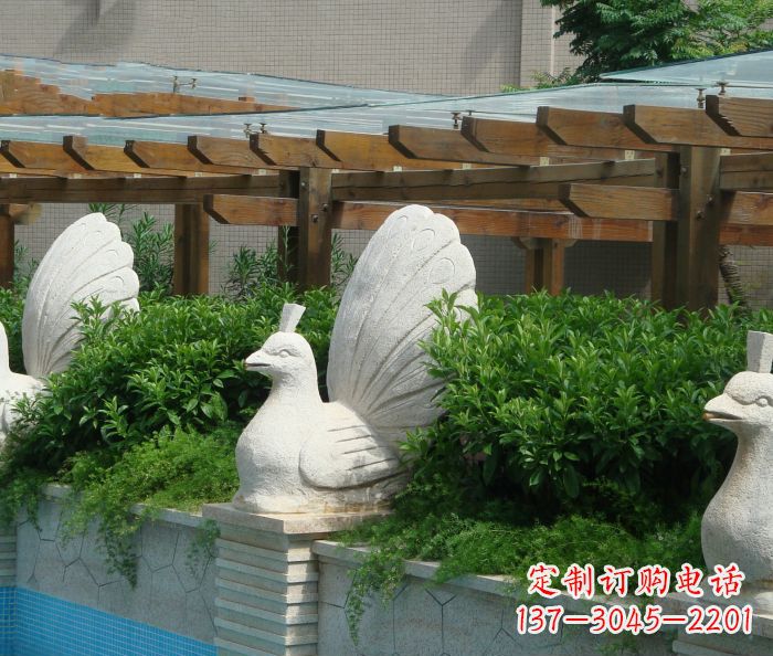 徐州别墅景观孔雀喷泉石雕