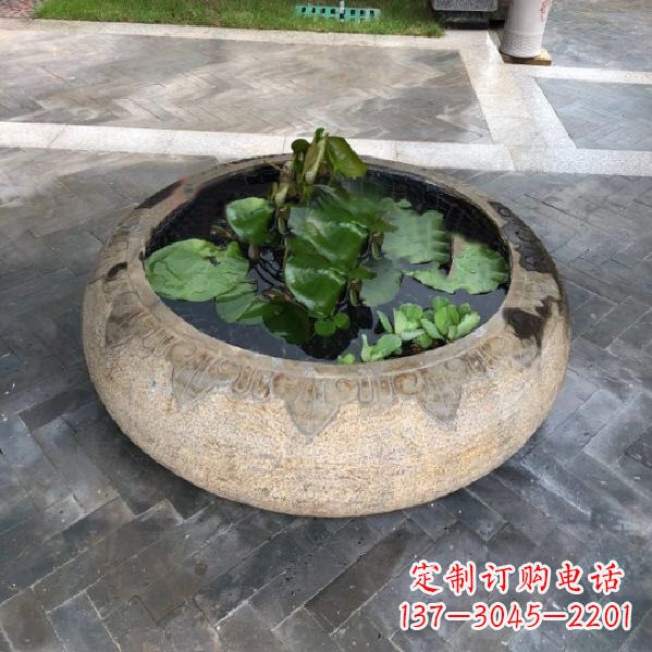 徐州别墅庭院仿古做旧石雕鱼缸