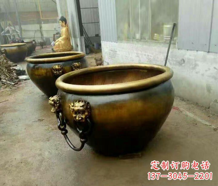 徐州别墅招财水缸铜雕塑摆件 (4)
