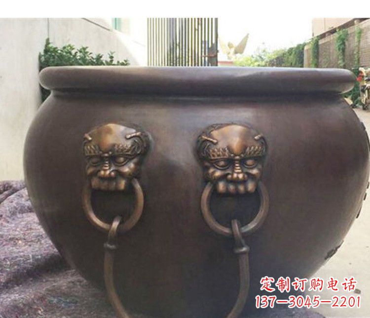 徐州别墅招财水缸铜雕塑摆件