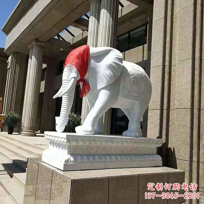 徐州宾馆酒店看门大象汉白玉吉祥动物石雕