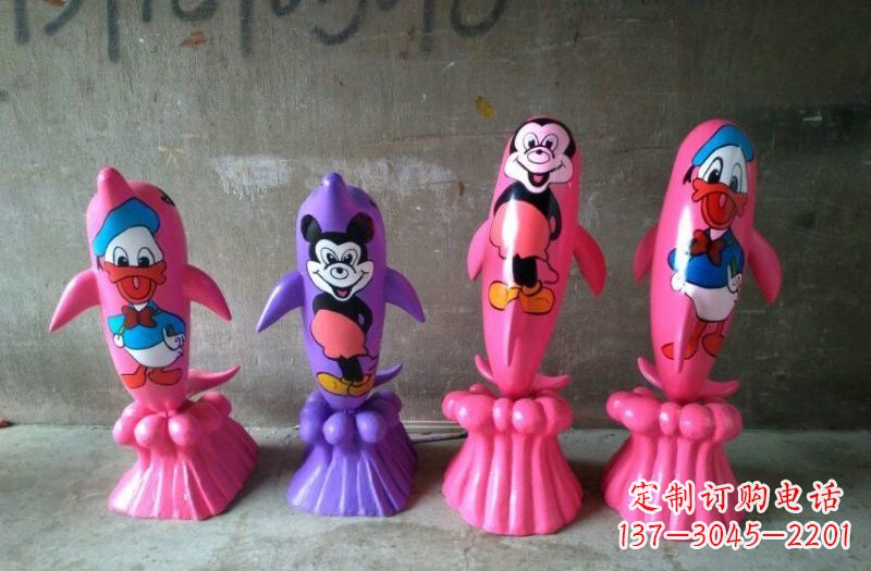 徐州玻璃钢彩绘海豚雕塑
