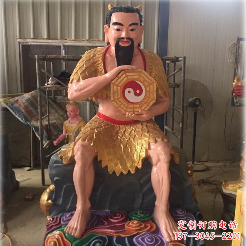徐州玻璃钢彩绘青帝太昊伏羲神像