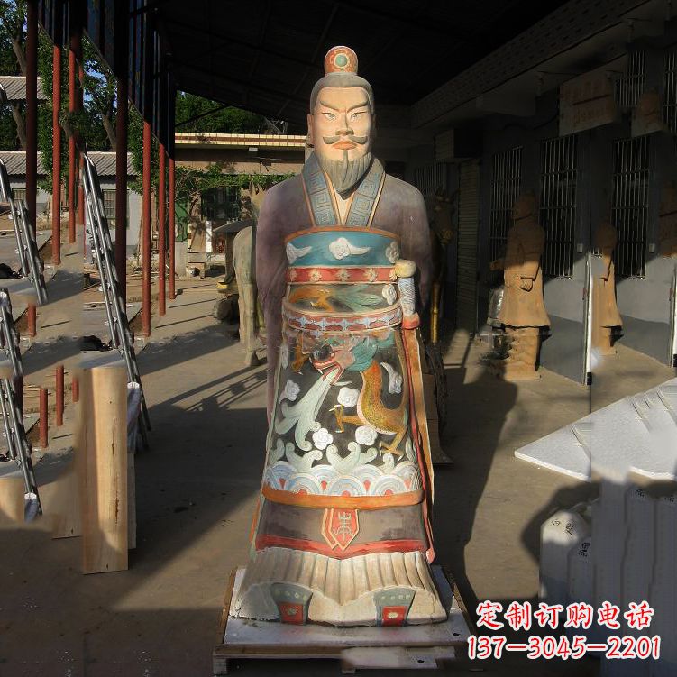 徐州玻璃钢彩绘秦始皇塑像