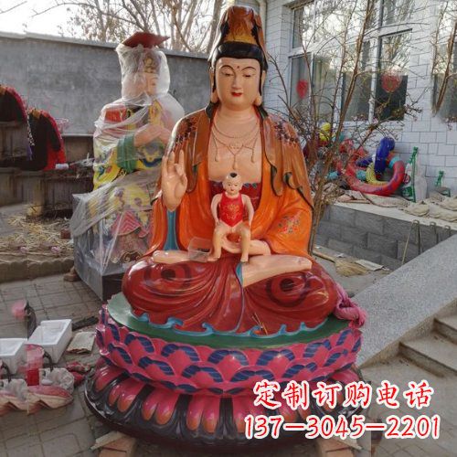徐州玻璃钢彩绘送子观音雕塑