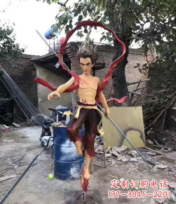 徐州玻璃钢仿真哪吒雕塑