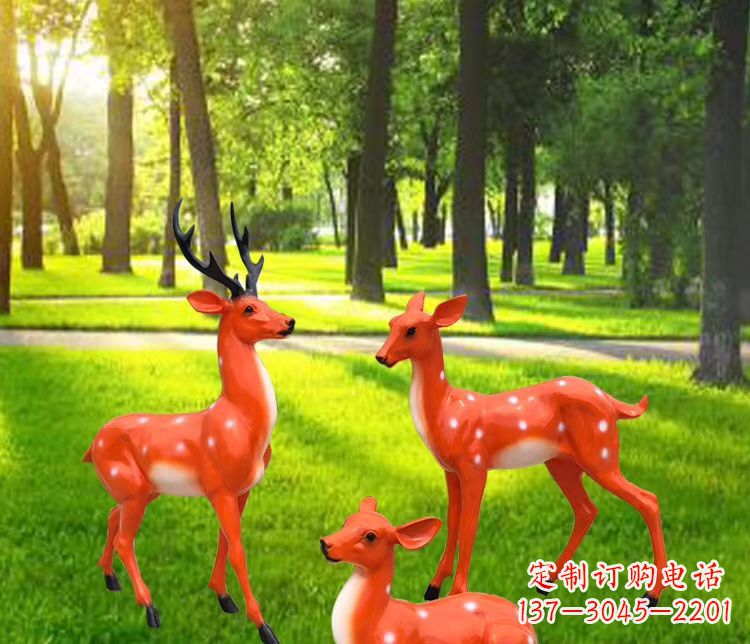 徐州玻璃钢仿真小鹿雕塑 公园动物摆件