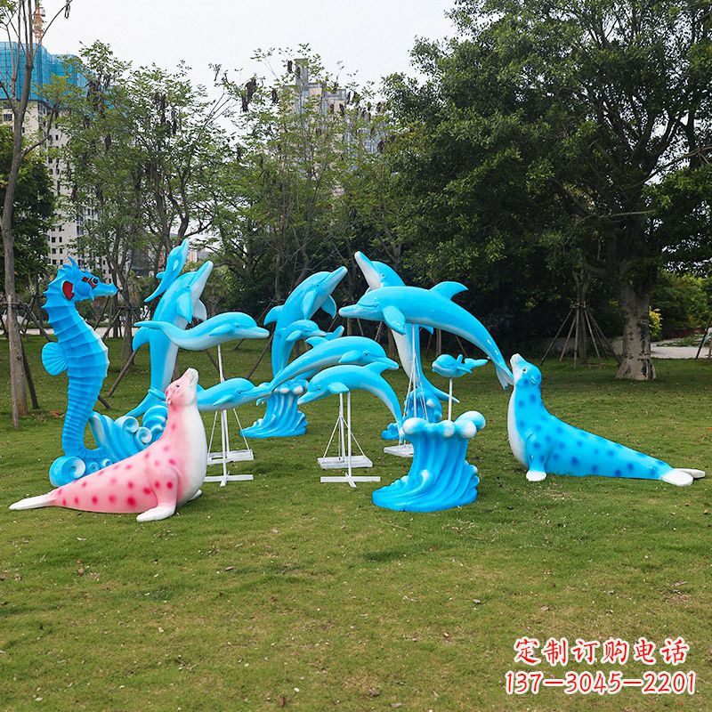 徐州玻璃钢海豚彩绘雕塑