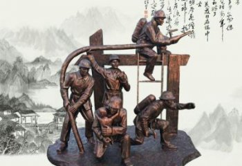 徐州玻璃钢仿铜消防员雕塑传承英雄豪情