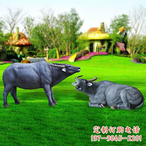 徐州玻璃钢水牛雕塑-农场农家院仿真动物摆件