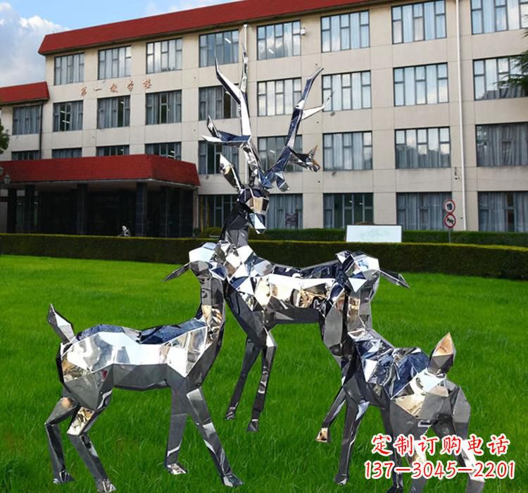 徐州不锈钢草坪麋鹿雕塑