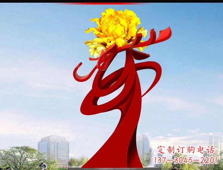 徐州不锈钢城市大型牡丹花雕塑设计图