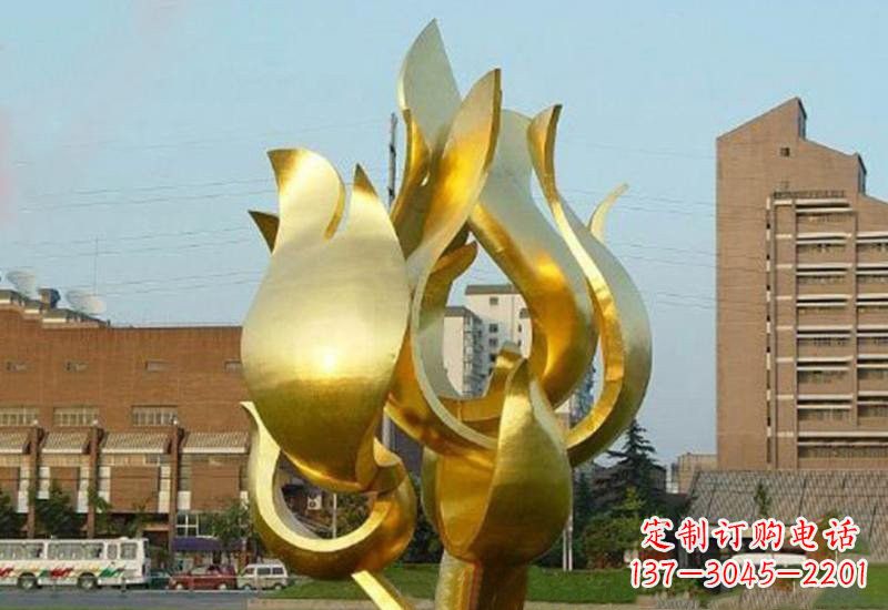 徐州不锈钢城市喷漆抽象荷花雕塑