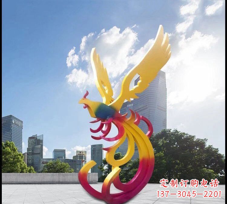 徐州不锈钢抽象彩色凤凰雕塑