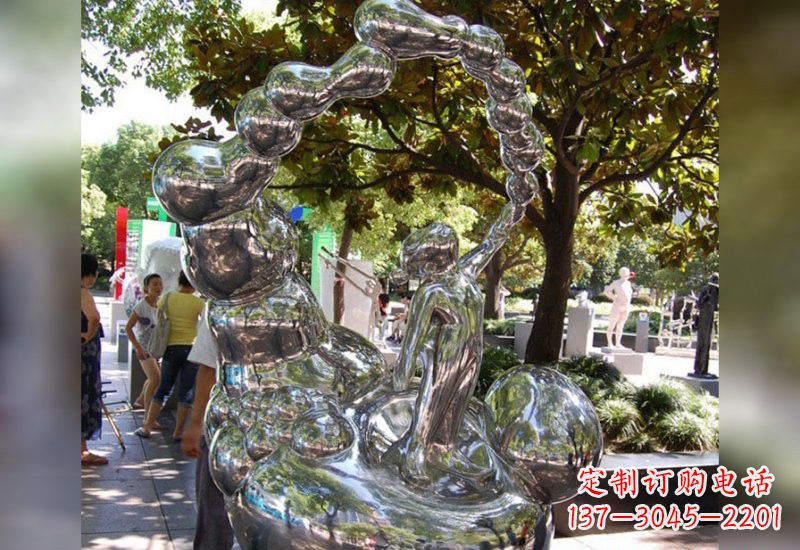 徐州不锈钢抽象吹泡泡的儿童雕塑