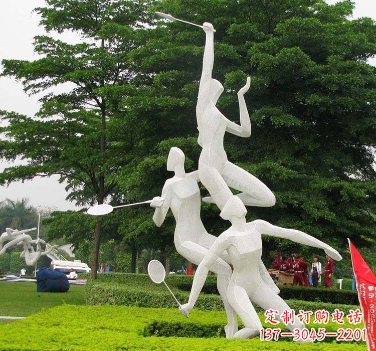 徐州不锈钢抽象打羽毛球人物运动雕塑