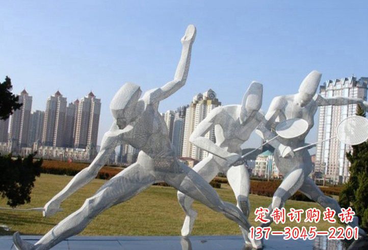 徐州不锈钢抽象打羽毛球人物雕塑