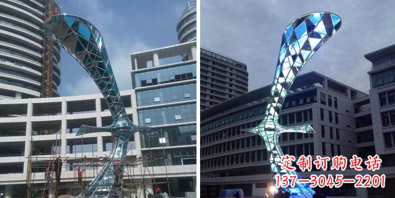 徐州不锈钢抽象大雁景观雕塑
