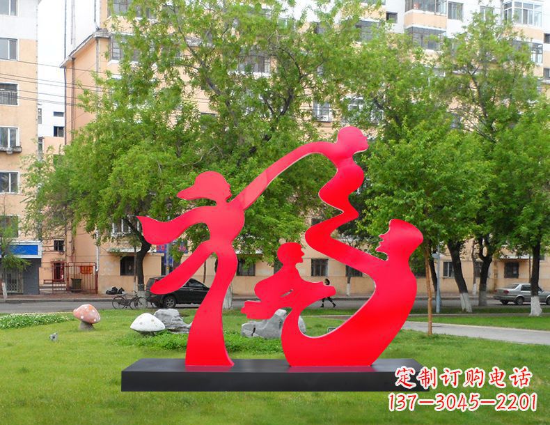 徐州不锈钢抽象福字人物雕塑 