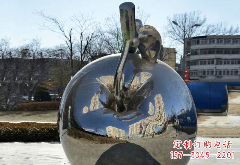 徐州不锈钢抽象镜面苹果雕塑