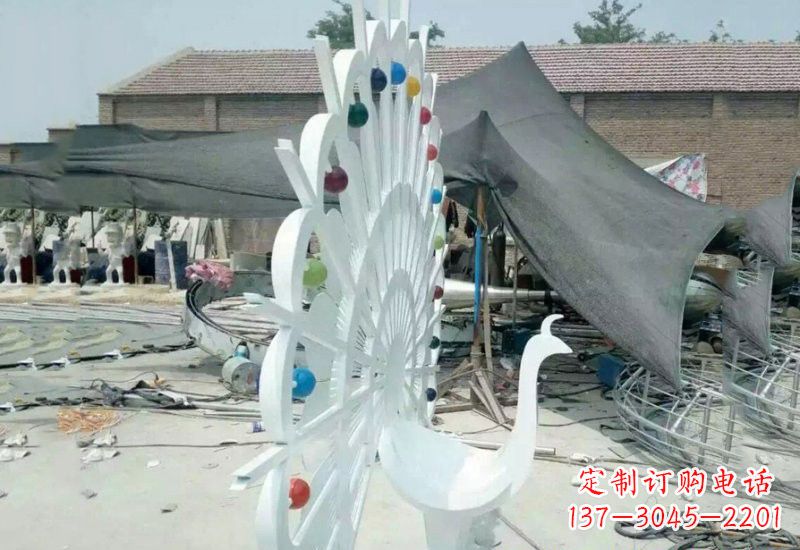 徐州不锈钢抽象孔雀雕塑 (3)
