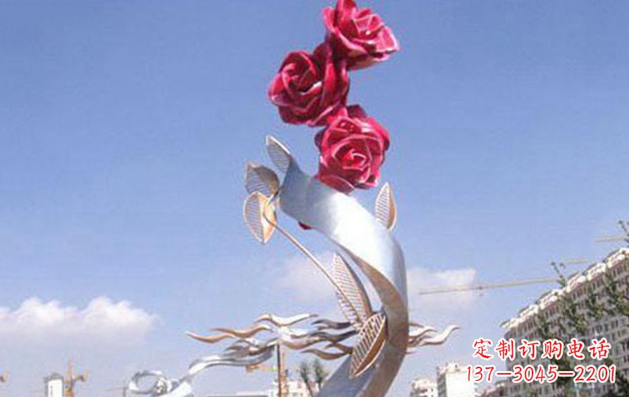 徐州不锈钢抽象玫瑰花景观雕塑