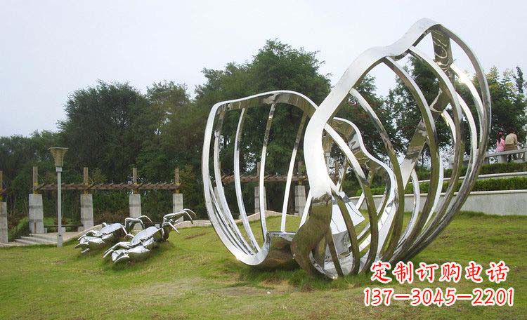 徐州不锈钢抽象螃蟹贝壳雕塑