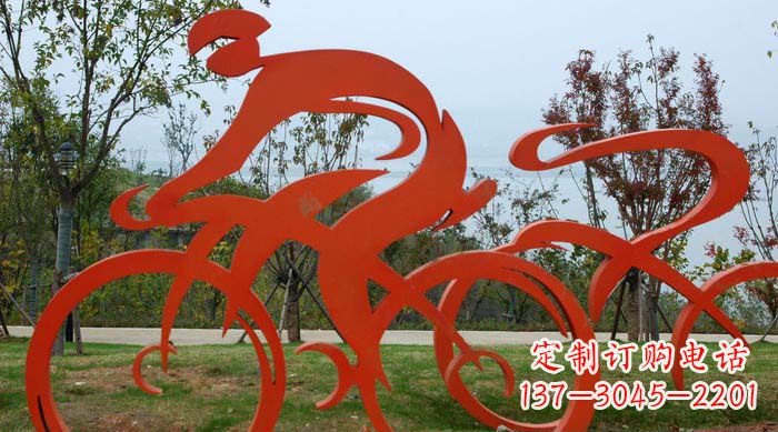 徐州不锈钢抽象骑自行车人物雕塑1