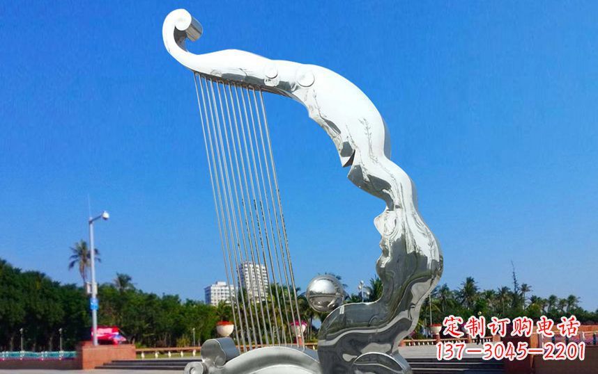 徐州不锈钢抽象竖琴广场雕塑