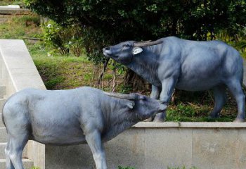 徐州玻璃钢水牛雕塑以玻璃钢表现出的动态水牛