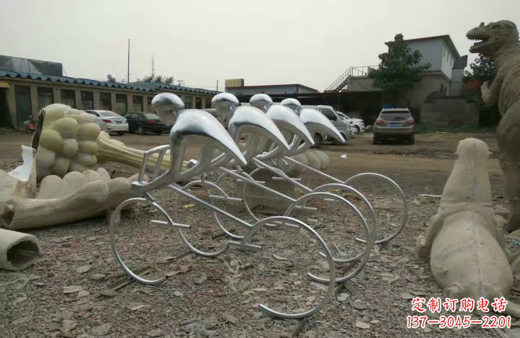 徐州不锈钢抽象自行车人物雕塑