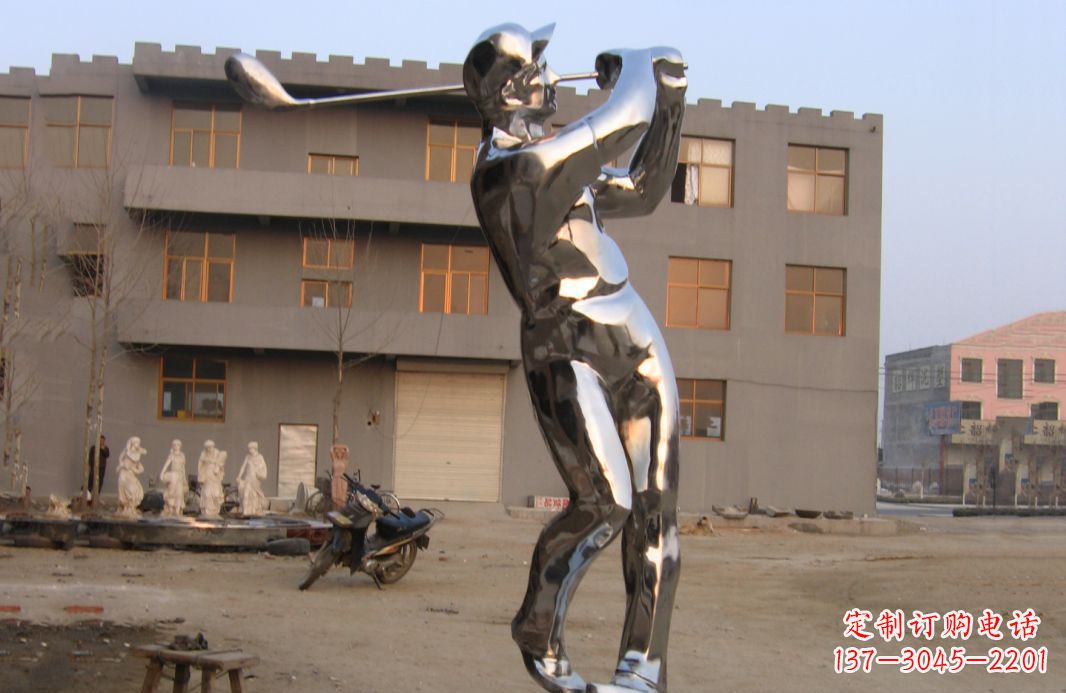 徐州不锈钢打高尔夫球广场雕塑
