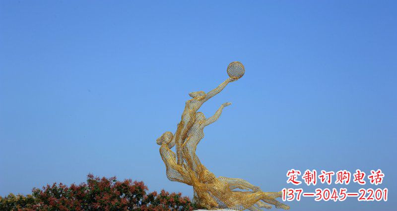 徐州不锈钢打篮球的女孩公园景观雕塑