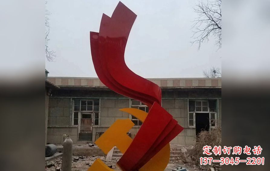 徐州不锈钢党徽红绸雕塑