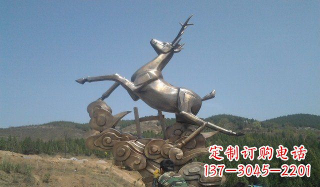 徐州不锈钢动物飞奔的鹿雕塑