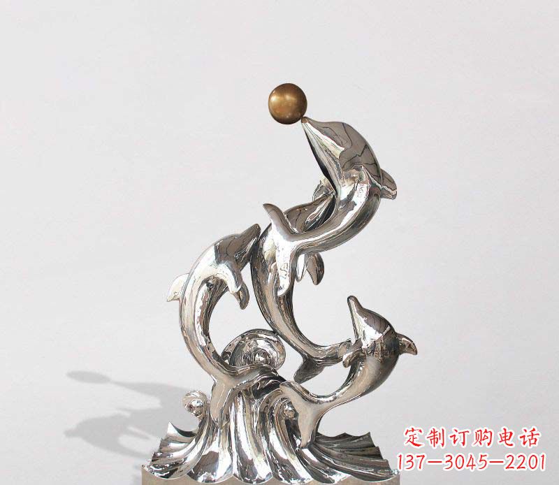 徐州不锈钢动物海豚雕塑1