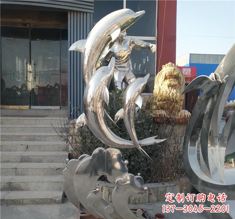 徐州不锈钢动物海豚雕塑