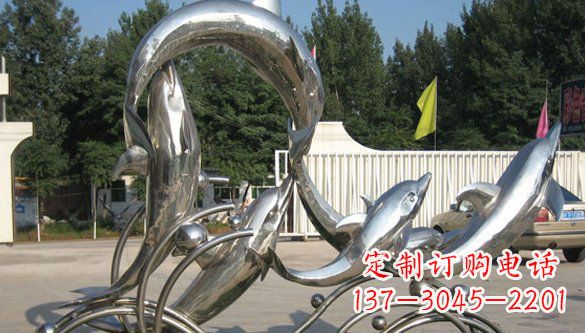 徐州不锈钢动物海豚雕塑 (2)