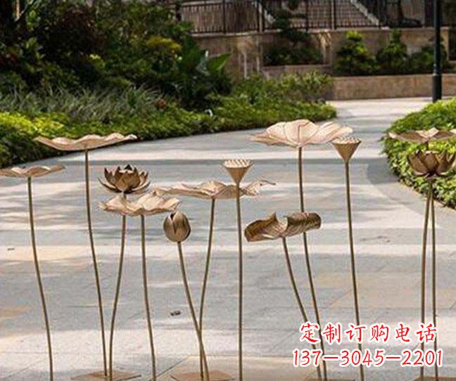 徐州不锈钢锻造荷花装饰雕塑