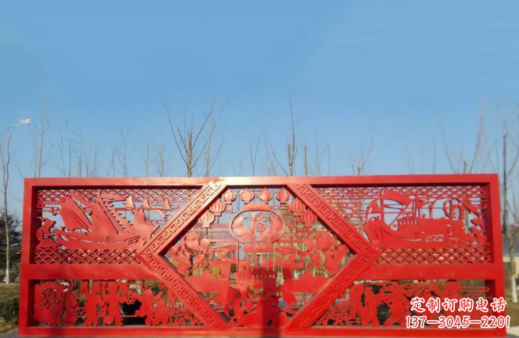 徐州不锈钢福字剪纸广场景观雕塑