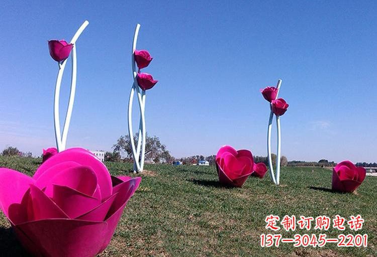 徐州不锈钢公园彩色玫瑰花雕塑