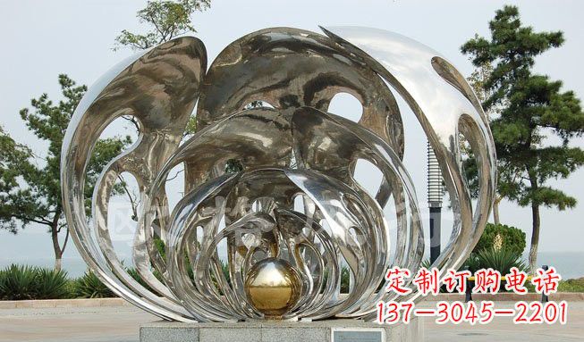 徐州不锈钢公园抽象贝壳珍珠雕塑