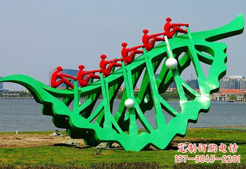 徐州不锈钢公园抽象树叶船雕塑