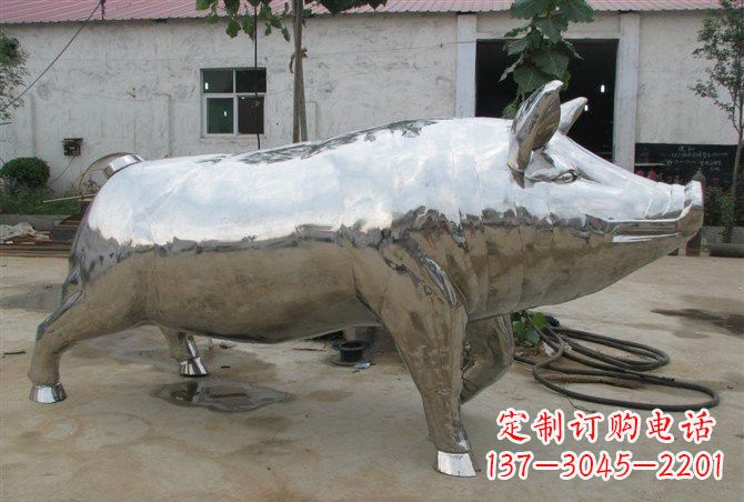 徐州不锈钢公园动物猪雕塑