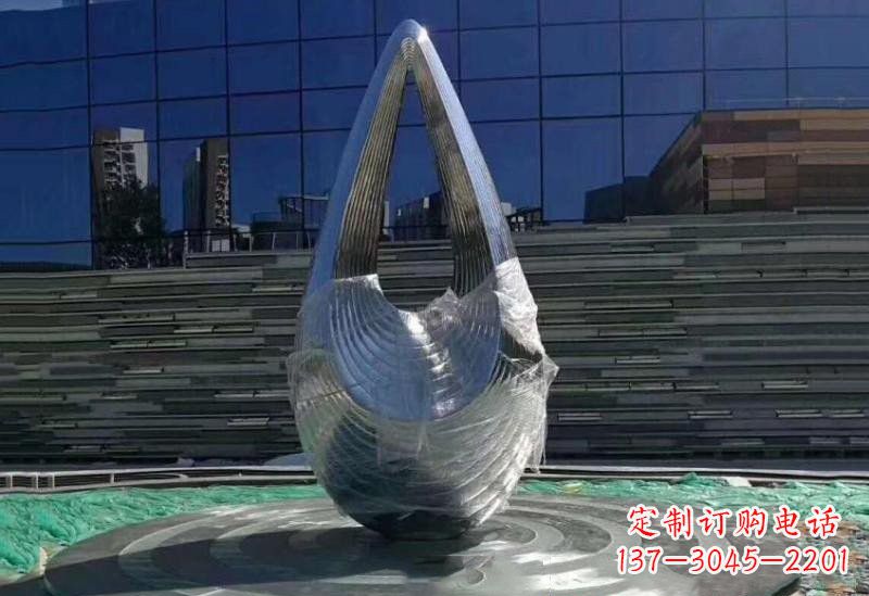 徐州不锈钢公园空心水滴雕塑