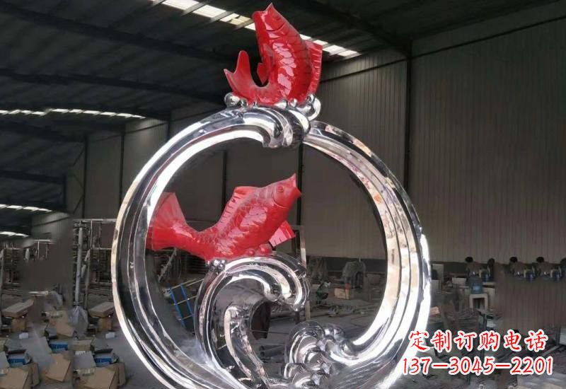 徐州不锈钢公园鲤鱼跃龙门雕塑